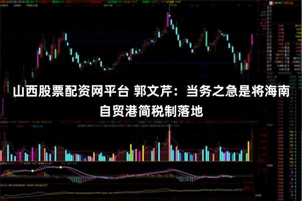 山西股票配资网平台 郭文芹：当务之急是将海南自贸港简税制落地